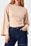 Women's Body-Hugging Knitted Beige Casual Blouse - 5