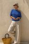 Women's Body-Fitting Basic Blue Tight Blouse - 4