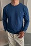 Men's Loose Textured Flare Indigo Sweatshirt