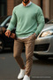 Erkek Basic Bisiklet Yaka Çağla Sweatshirt - 3