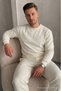 Men's Loose Textured Flare Ecru Sweatshirt - 6