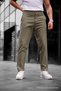 Men's Slim Fit Fabric Trousers Khaki - 6