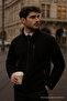 Men's Mock Neck Zippered Black Loose Fleece