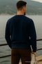 Men's Crew Neck Casual Navy Blue Sweater - 5
