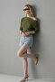 Women's Short Sleeve Cotton Slim Fit Khaki T-Shirt - 4