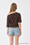 Women's Boat Neck Half Sleeve Coffee Blouse - 5