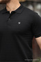 Men's Non-Shrink Cotton Fabric Slim Fit Slim Fit Black Non-Curling Polo Neck T-Shirt - 3