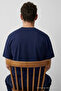 Men's Crew Neck Navy Blue Oversized T-Shirt - 5
