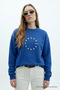 Women's Star Europe Printed Blue Sweatshirt