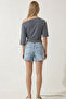 Women's Off-Shoulder Short Sleeve Smoked Tight T-Shirt - 3