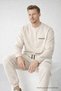 Men's Elastic Double Cream Loose Tracksuit Set - 6