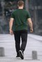 Men's Crew Neck Slim Basic Red Green T-Shirt - 6