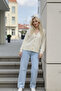 Women's Transitional V-Neck Ecru Knitwear Sweater - 5