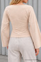 Women's Stylish Body-Hugging V-Neck Beige Blouse - 6