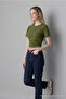 Women's Wide Short Sleeve Khaki Crop T-Shirt - 3