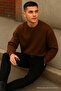 Men's Relax Fit Winter Brown Basic Sweater - 6