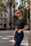 Women's Crew Neck Black Crop T-Shirt - 3