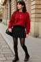 Women's Crew Neck Oversized Red Sweater