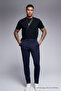 Men's High Waist Straight Leg Blue Trousers - 4