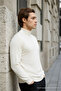 Men's High Neck Premium Cream Knit Sweater - 4