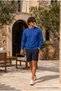 Knitted Long Sleeve Indigo Men's Sweatshirt - 6