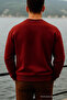 Men's Thick Crew Neck Casual Burgundy Sweater - 5