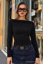 Women's Black Basic Fitted Blouse - 2