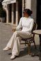 Women's Autumn Textured Body Line White Blouse - 3