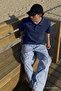 Men's Casual Comfortable Navy Blue Polo Collar T-Shirt
