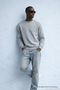 Men's Embroidered Shiny Gray Sweatshirt - 3
