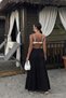 Women's Comfort Fit Basic Black Long Flared Skirt - 5