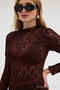 Women's Transparent Tight 3-Piece Lace Blouse - 5