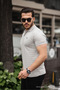 Men's 100% Cotton Fabric Slim Fit Cut Gray Polo Collar T-shirt - 2