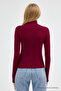 Women's Ultra Soft Turtleneck Burgundy Blouse - 3