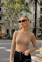 Women's Daily Trend Coffee Color Slim Blouse - 3