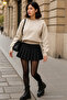 Women's Crew Neck Winter Oversized Beige Sweater - 4