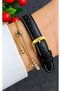 Original 2-Year Warranty, Gold Case with Numbers, Leather Strap, Women's Wristwatch + Bracelet as a Gift - 5