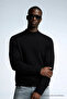 Men's Half Fisherman Black Knitwear Sweater