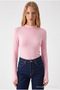 Women's Slim Fit Raglan Sleeve Pink Knitted Blouse - 4