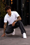 Men's 100% Cotton White Polo Neck T-Shirt - 4