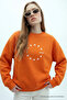 Women's Star Europe Print Orange Sweatshirt