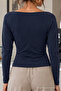 Navy Blue Color Slim Fit Women's Basic Blouse - 6