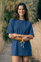Women's Short Sleeve Crew Neck Blue T-Shirt - 2