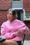 Women's Oversize Thick Soft Crew Neck Sweatshirt Candy Pink - 4