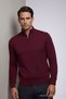 Men's Winter Loose Trendy Burgundy Knit Sweater - 5