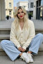 Women's Transitional V-Neck Ecru Knitwear Sweater