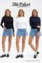 Women's Boat Neck Basic Slim 3-Piece Blouse