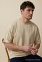 Men's Crew Neck Beige Oversized T-Shirt - 2
