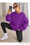 Kadın Bisiklet Yaka Basic Oversize Sweatshirt MOR - 5