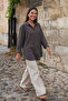 Women's Cotton Long Sleeve Oversize Smoked Shirt - 3